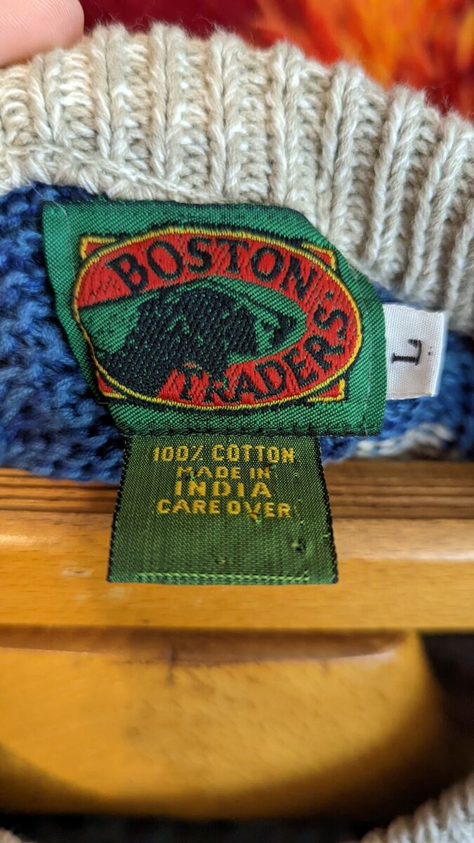 Vtg BOSTON TRADERS Cable Knit Striped 90s Sweater LARGE | eBay Vtg BOSTON TRADERS Cable Knit Striped 90s Sweater LARGE | eBay
