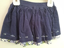 Janie and Jack blue floral Purple Corduroy Embroidered Tiered Lined Skirt 6 M
