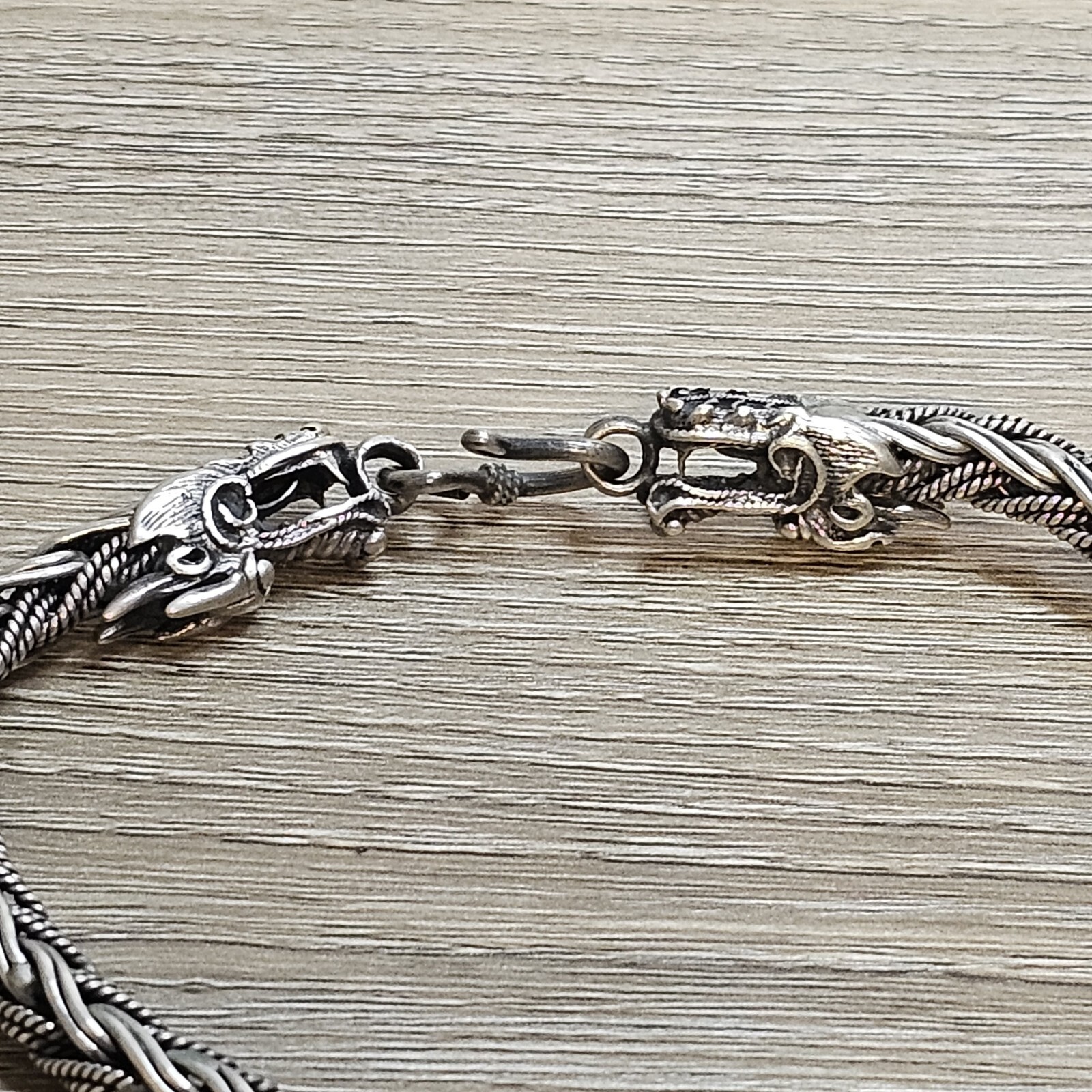 Heavy Solid Sterling Silver 925 Double Dragon Hea… - image 8