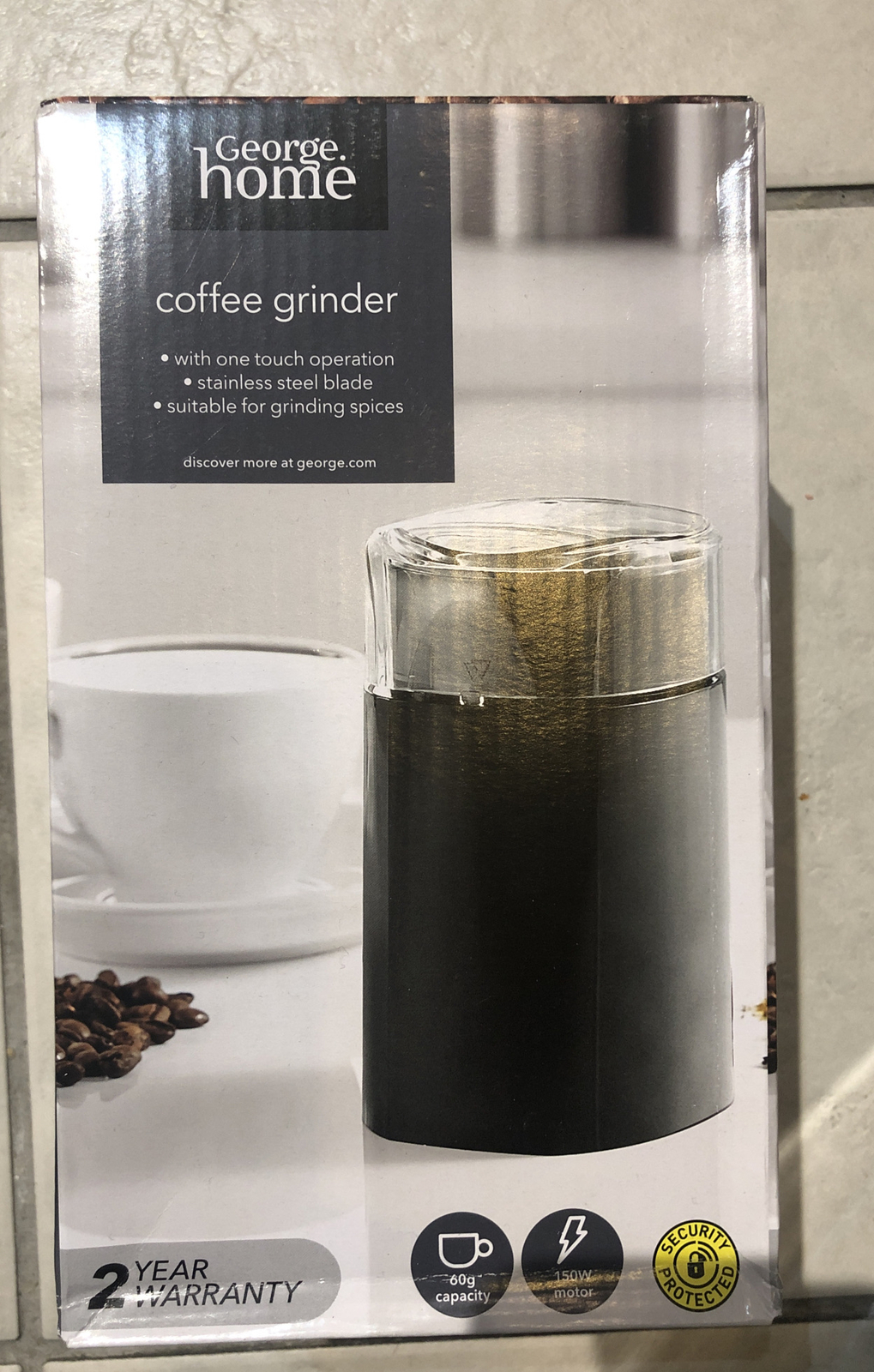 Electric Coffee Spice Grinder - Stainless Steel 60g Capacity 150W 12.7x12.7x18.4