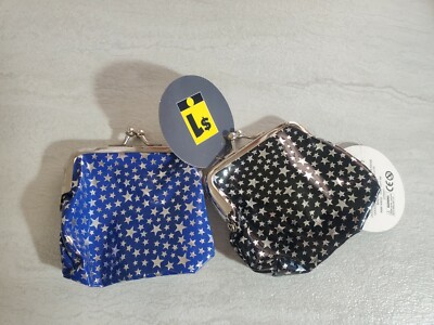 Discontinued Novelty Keychain Charm Accessories Chain Coin Purse Black Blue Star
