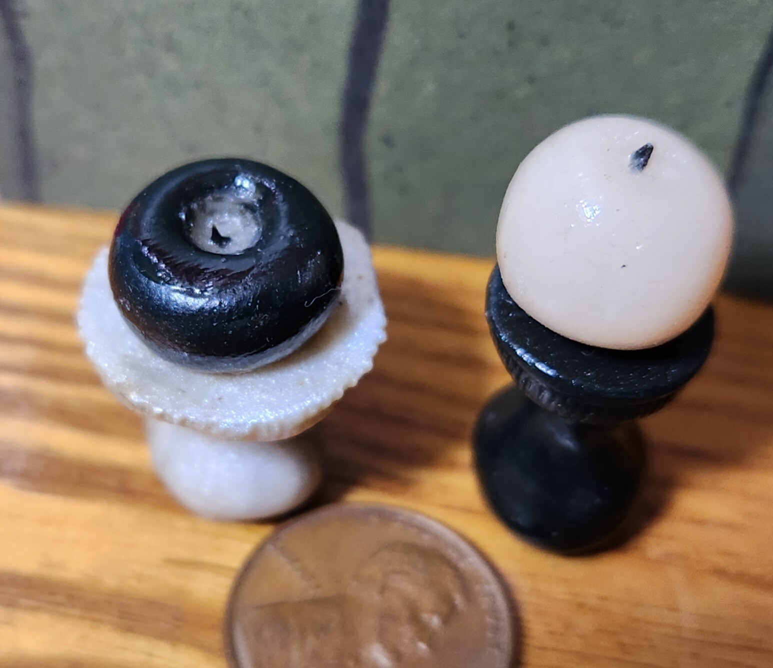 2 pcs. Clay Black Candle White Base & White Candle Black Base (Dollhouse Mini)