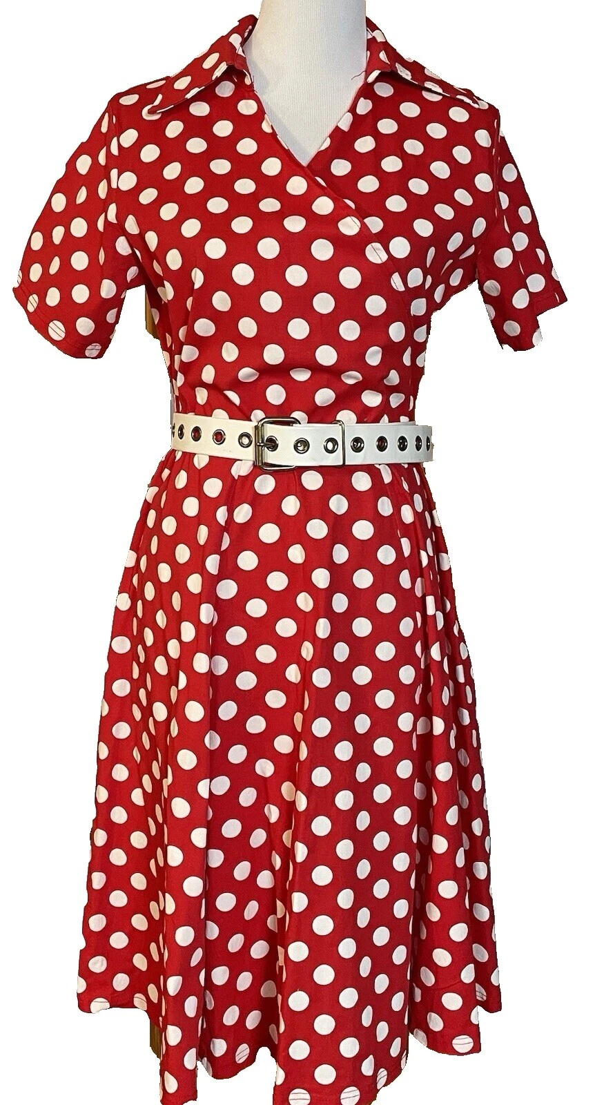 Handmade Knee Length Polka Dot Dresses for Women