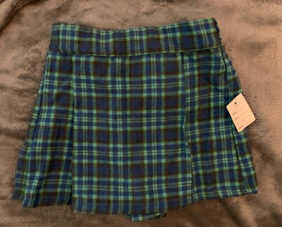 NWT Baby Mickey Co Toddler's Blue Green plaid Skort Skirt with