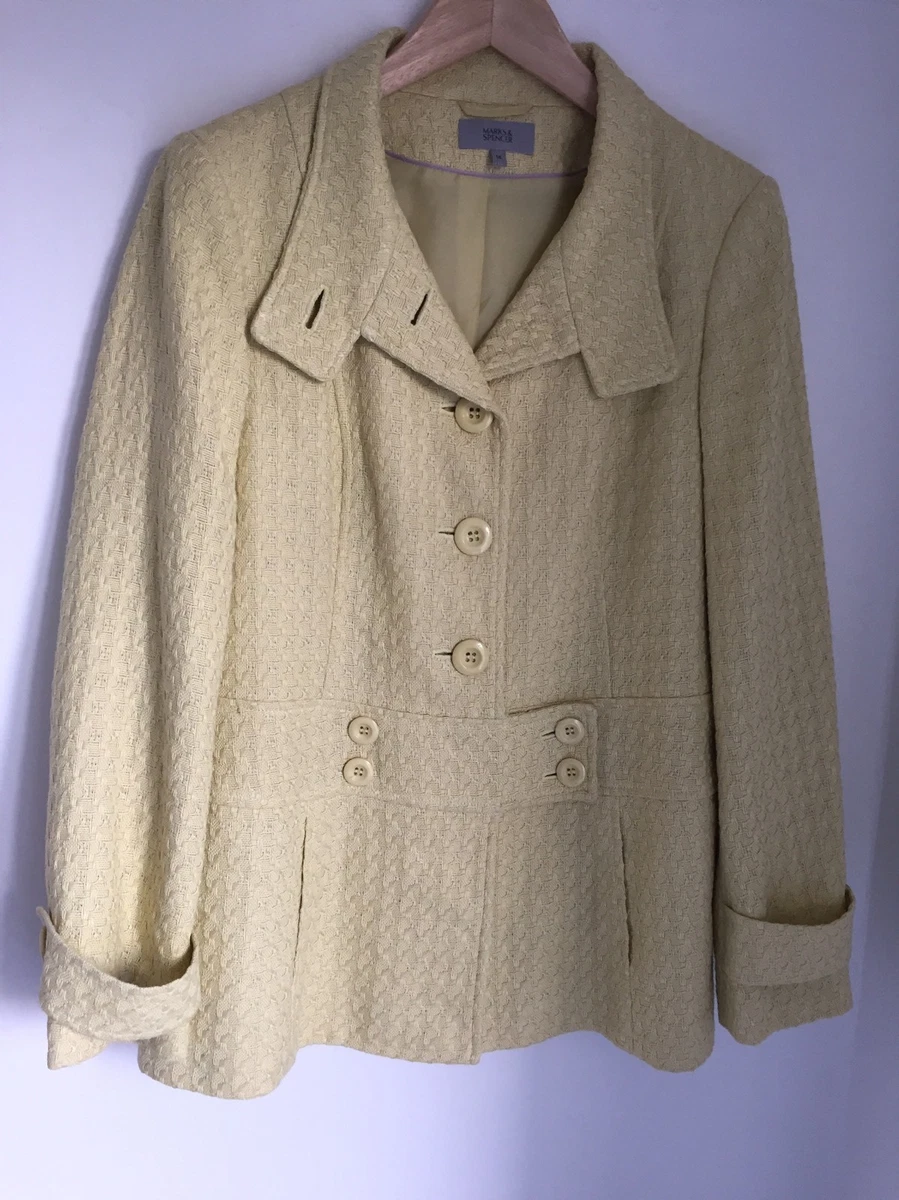 Pale Yellow Jacket Size 14 Woven Summer Jacket M S