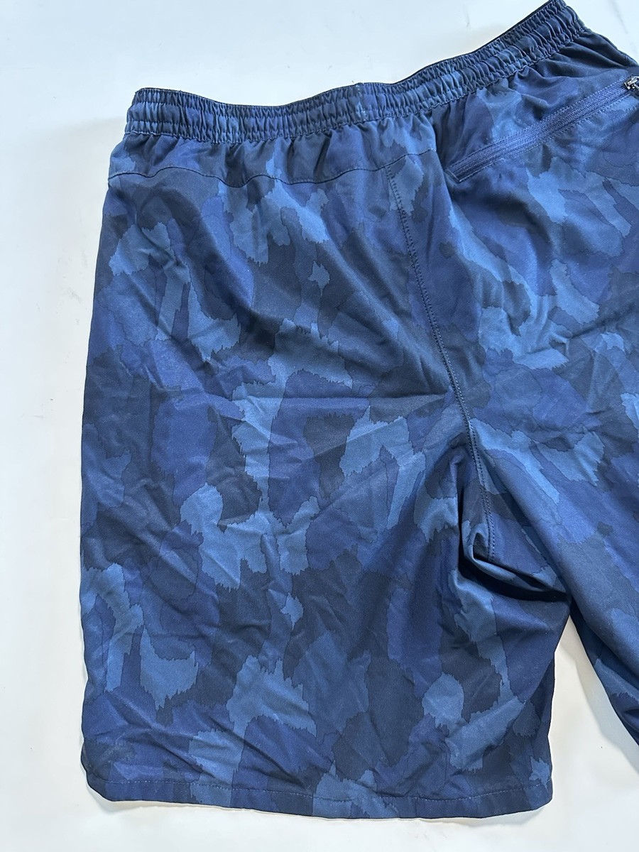 PATAGONIA Nine TRAILS SHORTS 8” Inseam Navy Blue Camo Pattern Size