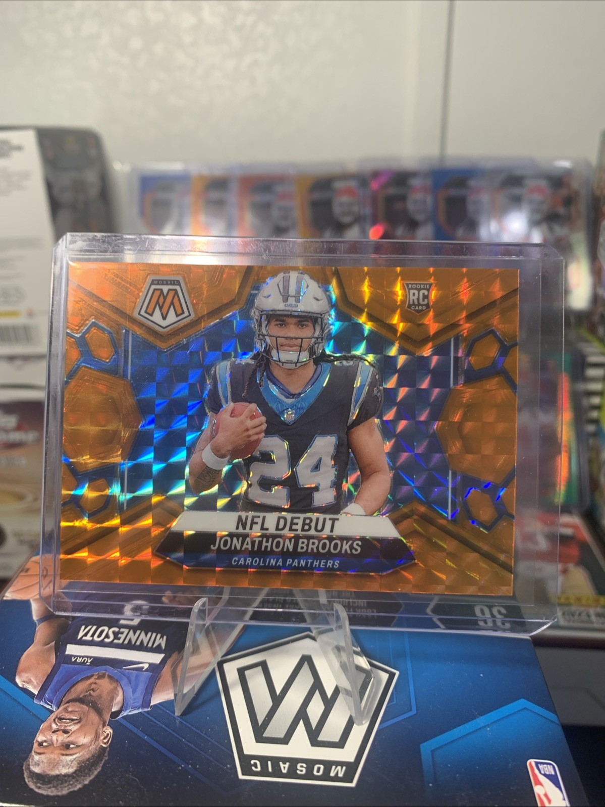 2024 Panini Mosaic - NFL Debut Jonathon Brooks #276 Orange Mosaic Prizm /199 (RC