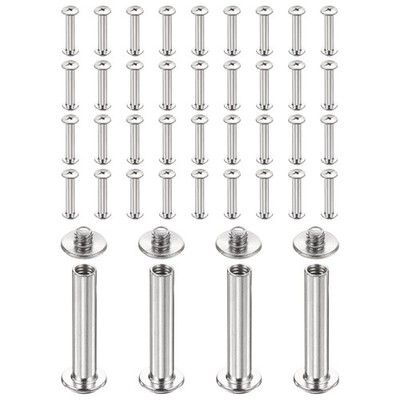 40set Phillips Chicago Screw M4x25mm Binding Post Screw, Silver