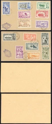 Falkland Is SG172/85 1952 Set on two covers (not FDC) Cat 100 pounds