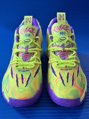 PUMA MB.03 Men s Mid Top Basketball Sneakers Lace-Up Multicolor Yellow Purple
