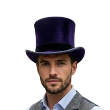 Handmade Satin Top Hat Deep Purple Steampunk Victorian Gothic Costume Siz XS-5XL