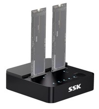NVMe SATA SSD Cloner, M.2 Duplicator Dual Bay Dock SSD to USB Adapter, 10Gbps