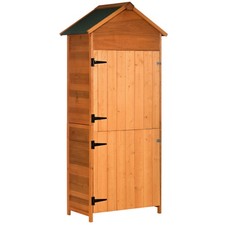 Outsunny Casetta Porta Attrezzi in Legno con 2 Ante e 3 Mensole 84x52x188cm