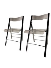 Sedie pieghevoli Mid-Century moderne in lucite con schienale curvo