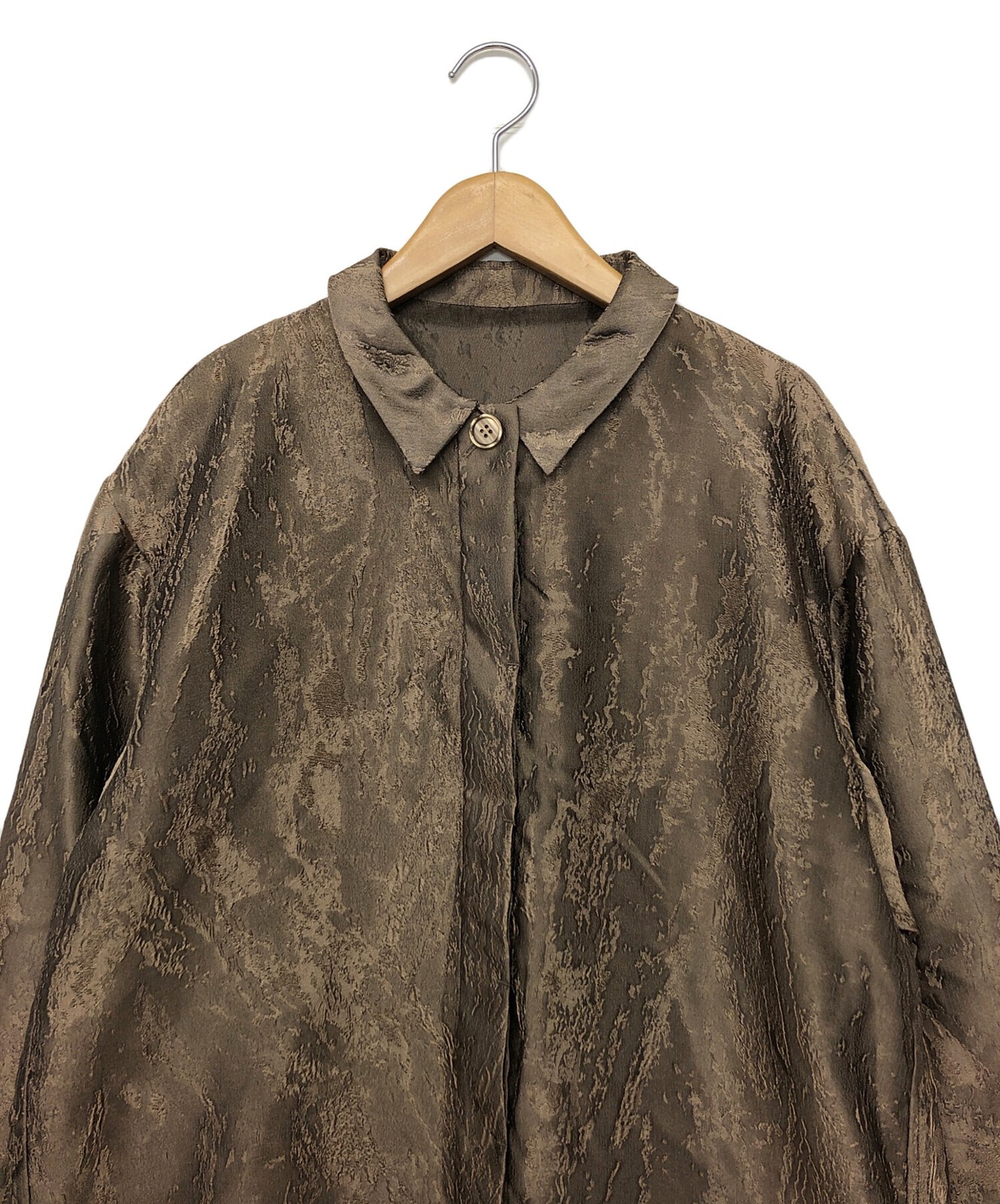 Ameri EMBOSS PATTERN SHEER SHIRT FREE Brown Mint - image 2