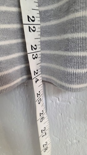 Polo Ralph Lauren Mens Medium 1/4 Zip Sweater Grey White Stripe Embroidered Logo - Picture 9 of 11