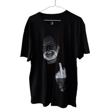 Willie Nelson Middle Finger Graphic T Shirt Men Size Medium Black Zion Rootswear