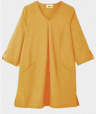 TUNIQUE longue –" jaune safran "- Taille XL - Photo 1/4