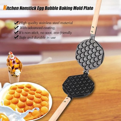 Gusseisen Blase Waffelform Herdplatte Ei Backmaschine Holzgriff Form