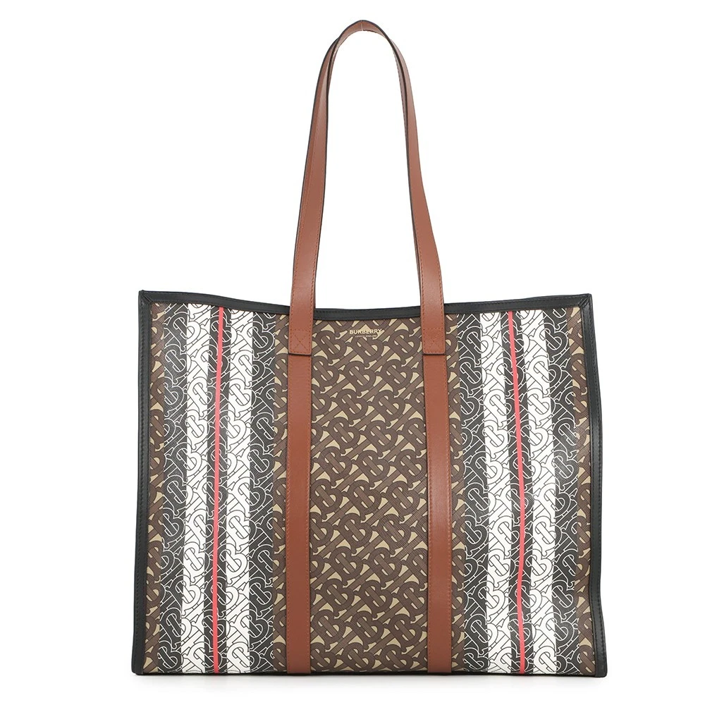 Burberry — BURBERRY TBMonogram Stripe ECanvas Tote Bag PVC/Leather Black