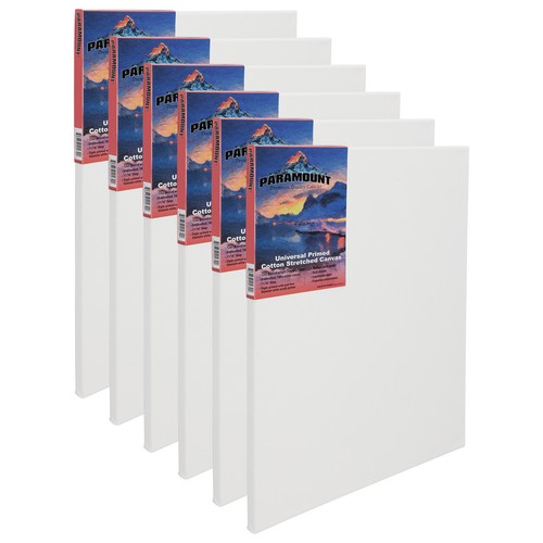 Paramount PRO Cotton 8"" x 8"" Stretched Canvas, 11/16"" Deep (Box of 6)