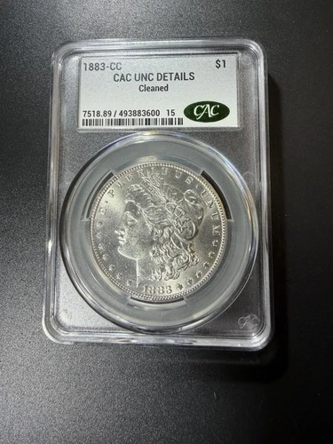 1883 CC Morgan Dollar CACG UNC Details High Luster Key Date Good Album Coin