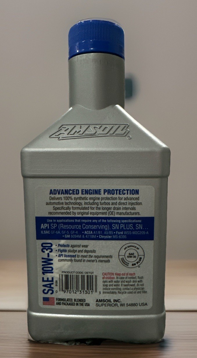 AMSOIL 100% Synthetic OE Motor Oil Advanced Engine Protection SAE 10W-30 1 Quart