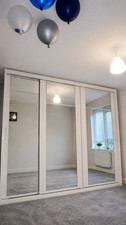 White 3 Door Sliding Mirrored Freestanding Wardrobe 250cm W x 225cm H