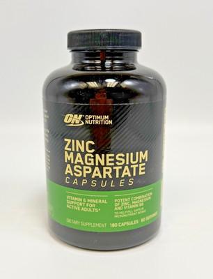 Optimum Nutrition Zinc + Magnesium Aspartate Supplement 180 Capsules EXP 01/2026