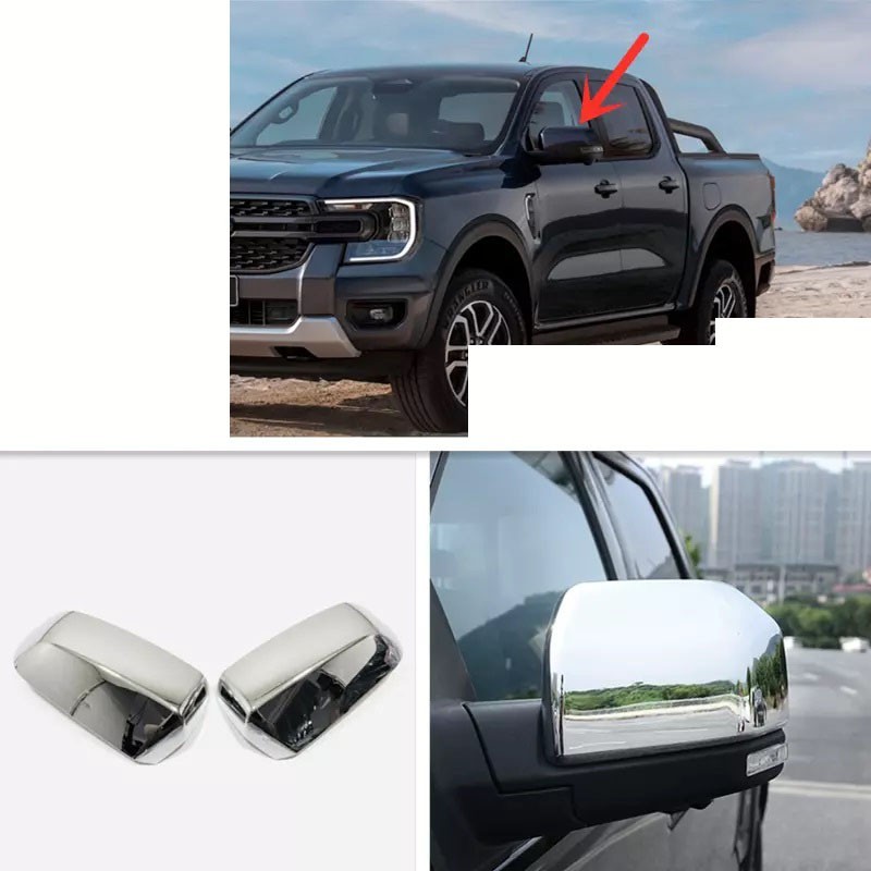 ABS Chrome Side Door Rearview Mirrors Panel Trim Cover for For* Ranger 2023~2024
