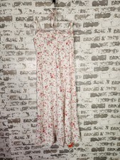 Floral Boho Midi Dress Large Sweetheart Bustier White Pink Fairy Vintage Inspo