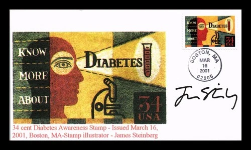 US COVER DIABETES AWARENESS FIRST DAY ISSUE HAND MADE