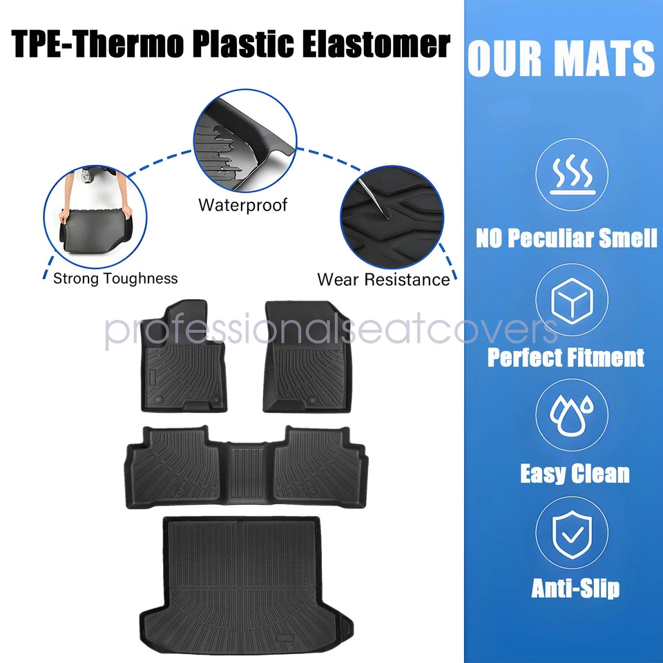 For 2022-2025 Hyundai Tucson All Weather TPE Floor Mats Trunk Cargo Liner 4PCS - Изображение 3 из 4