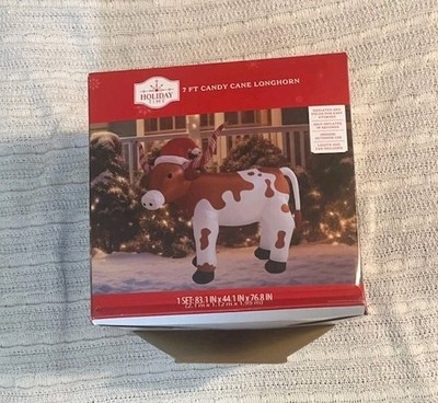 7ft Holiday Time Christmas Inflatable Airblown Candy Cane Longhorn 2025 Open Box
