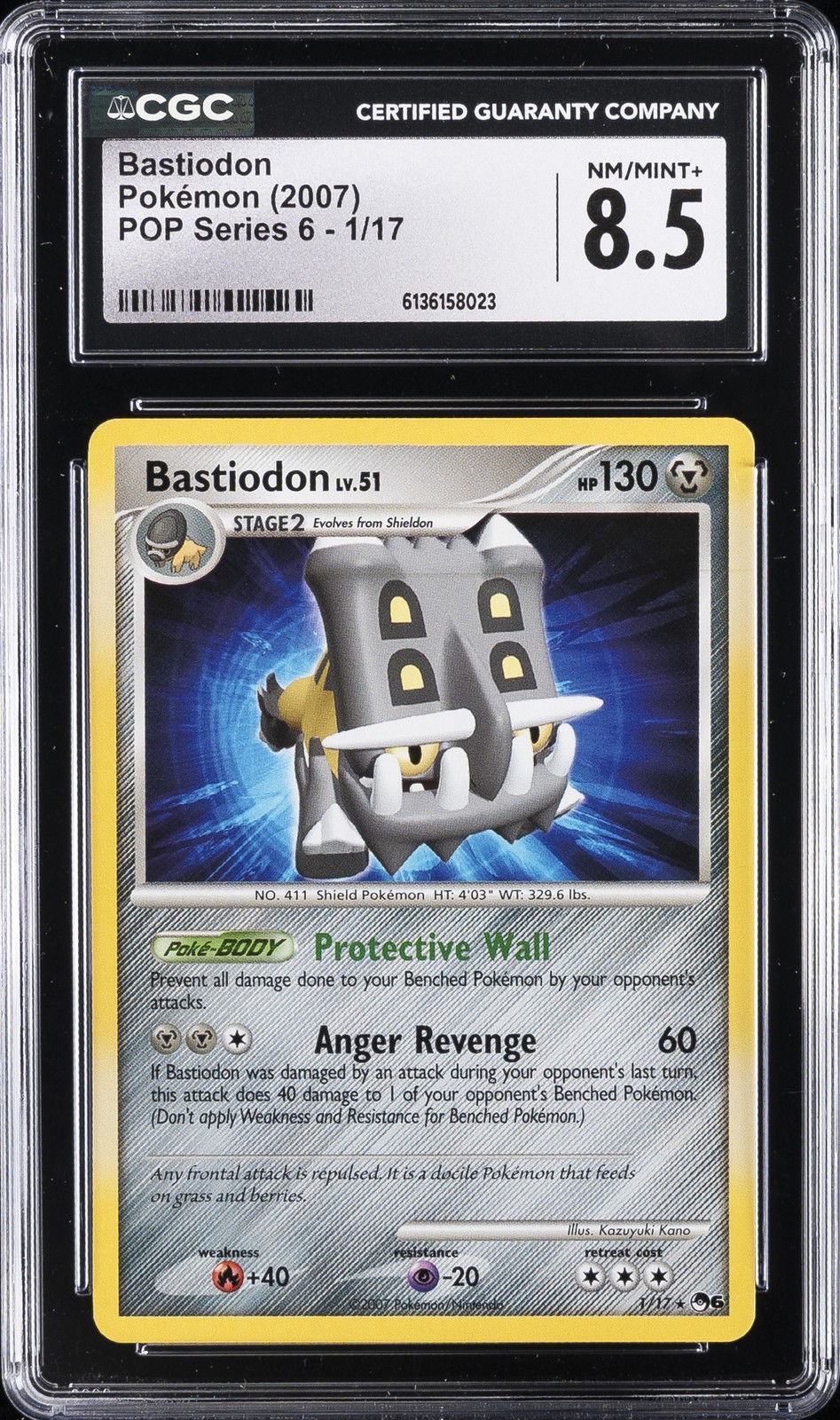 2007 POKEMON POP SERIES 6 #1 BASTIODON CGC 8.5