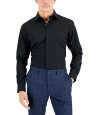 Alfani Slim fit Dress Shirt 16-16.5 34/35 Black Convertible-Cuff