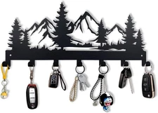 Metal Wall Mounted Key Holder with 7 Hooks, Organizer Rack for Entryway