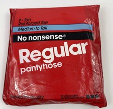 No Nonsense Regular Pantyhose 9 Tan Reinforced Toe Medium to Tall