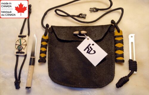 LEATHER NECKLACE POUCH SCAVENGER EDITION (LG)  WITH KNIFE SAW AND SUNDIAL WATCH  - 第 1/14 張圖片