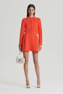 Scanlan theodore CREPE KNIT CROP BUTTON JACKET in crayon orange size Large  | eBay