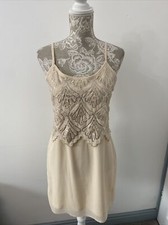 Boohoo Night Nude Strappy Sequin Scallop Mini Christmas Party Dress UK 10