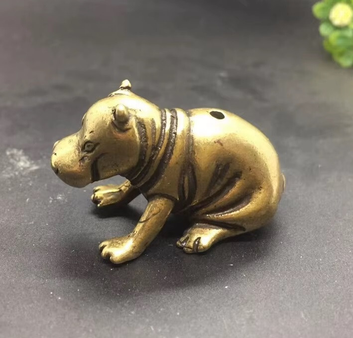 Brass Hippopotamus Figurine Small Animal Statue Table Office Home Decoration Toy