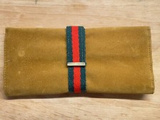 Vintage Mid-Century RK Swallow Brown Suede Leather Tri-Fold Wallet