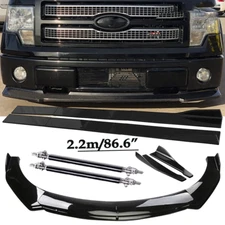 Front Bumper Lip Spoiler Side Skirts Rear Lip Glossy Black For Ford F-150 Lariat