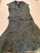 The JONES NEW YORK Collection 2 Piece Green SILK Chiffon Skirt Set Sz 16