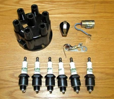 53-54 1955-62 CHEVY 235 6 CYL TUNE UP KIT Points Condenser Cap Rotor Spark Plugs