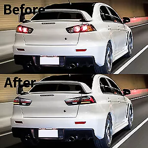 VLAND Tail Lights Fit Mitsubishi Lancer 2008-2020 Sequential Smoked LED Pair - Picture 7 of 10