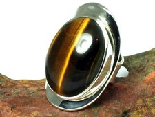 Large Adjustable Tigers Eye Sterling Silver 925 Ring