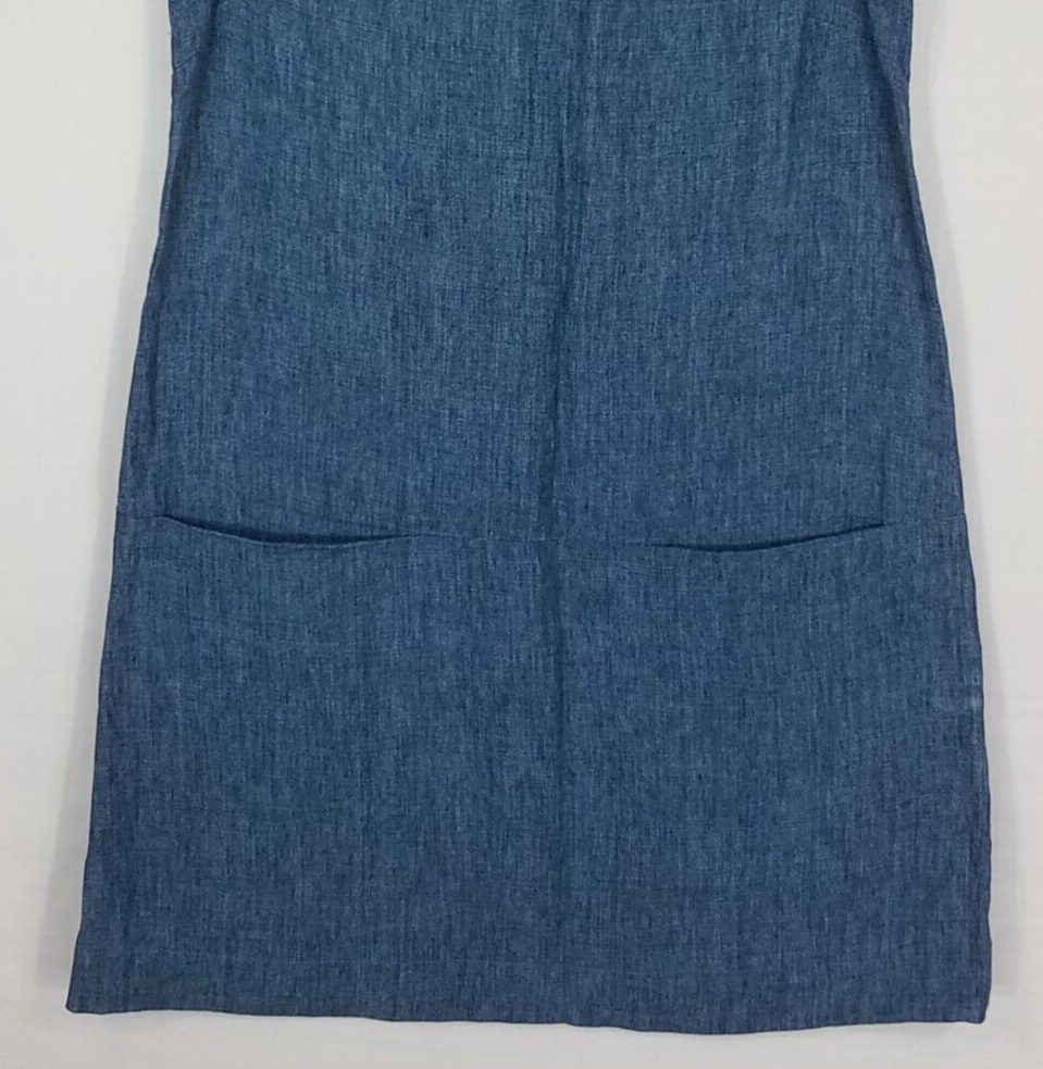 Nuthatch Linen Shift Dress S Blue Woven 100% Linen Pockets Back Zip Coastal  USA | eBay