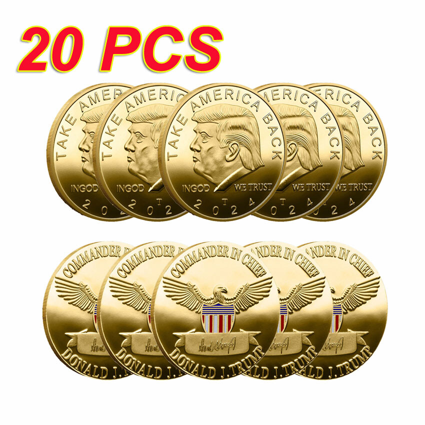 20PCS 2024 President Donald Trump Take America Back Challenge  Coin Gold Plated